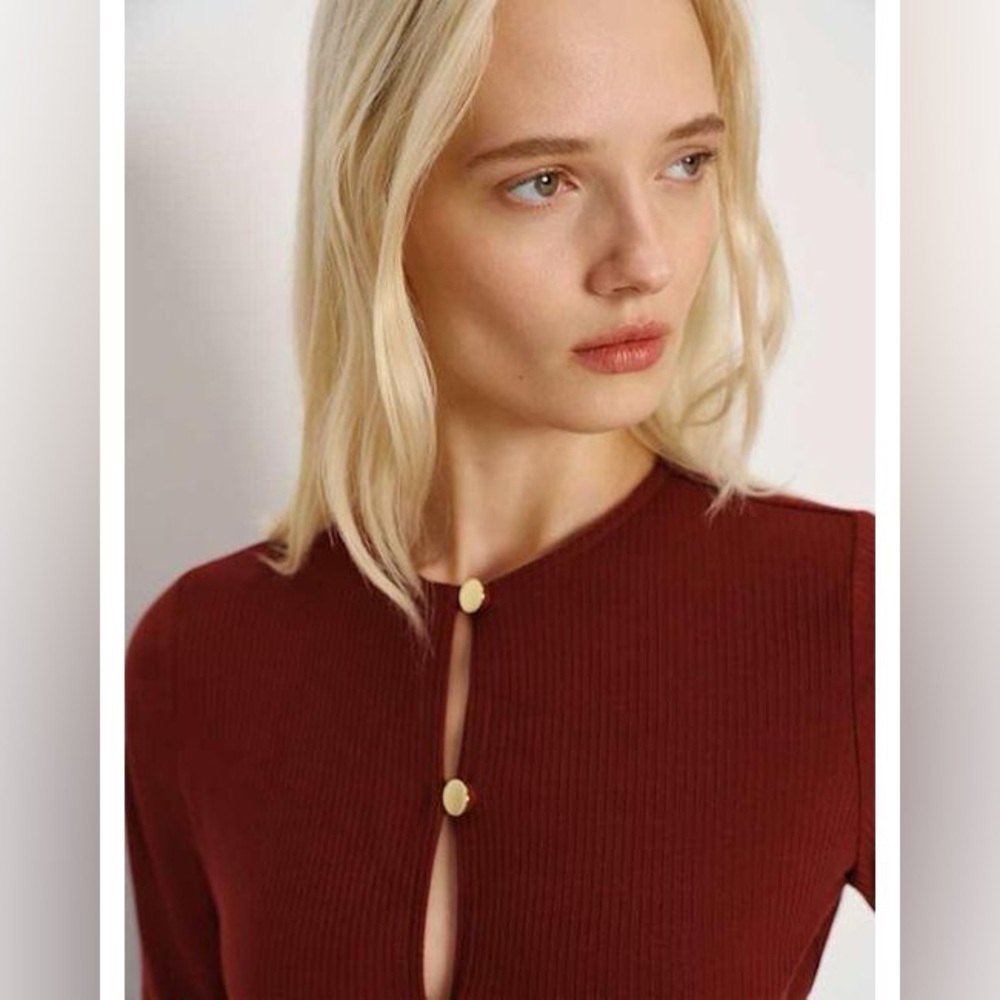 Reformation Ribbed Red Verne Knit Top